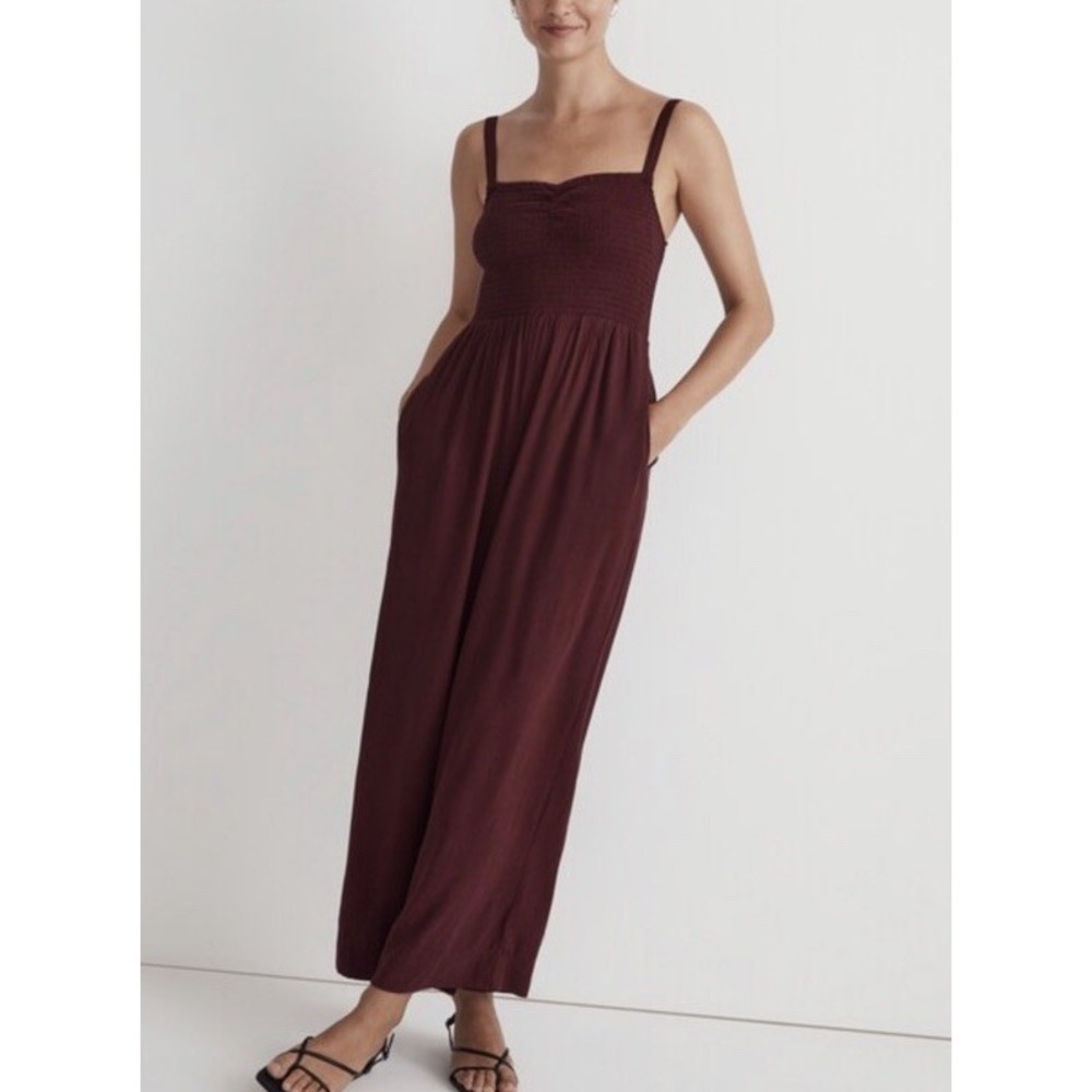 Madewell Thistle Cami Jumpsuit Women's 0 Maroon Wide Leg Romper